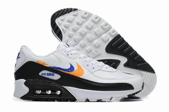 Cheap Nike Air Max 90 Black White Blue Yellow Swoosh Men's Shoes-97